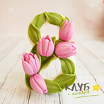 Восьмое марта с пятью тюльпанами, форма силиконовая
